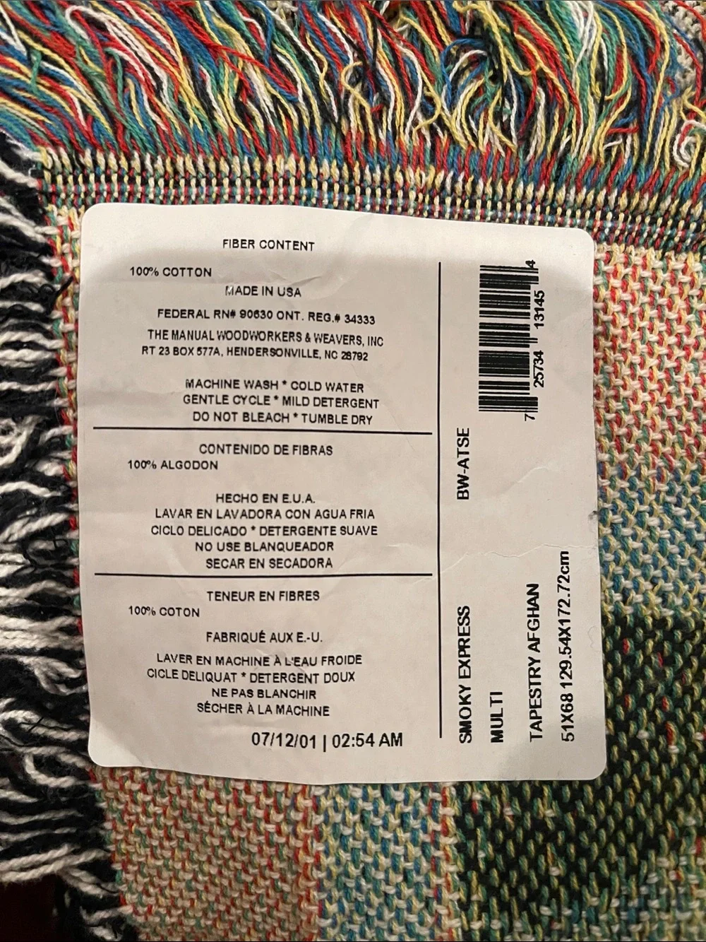 Express Smoky Express Multicolor Tapestry Afghan Throw